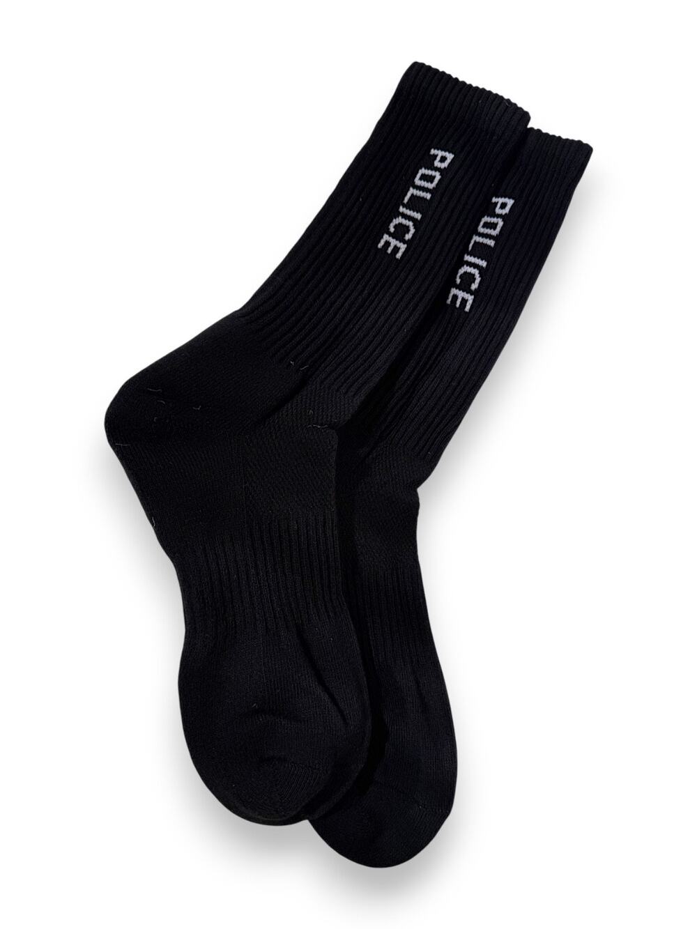 Bellwether Cycling Socks Black Crew “POLICE” Performance Bike Socks S/M New